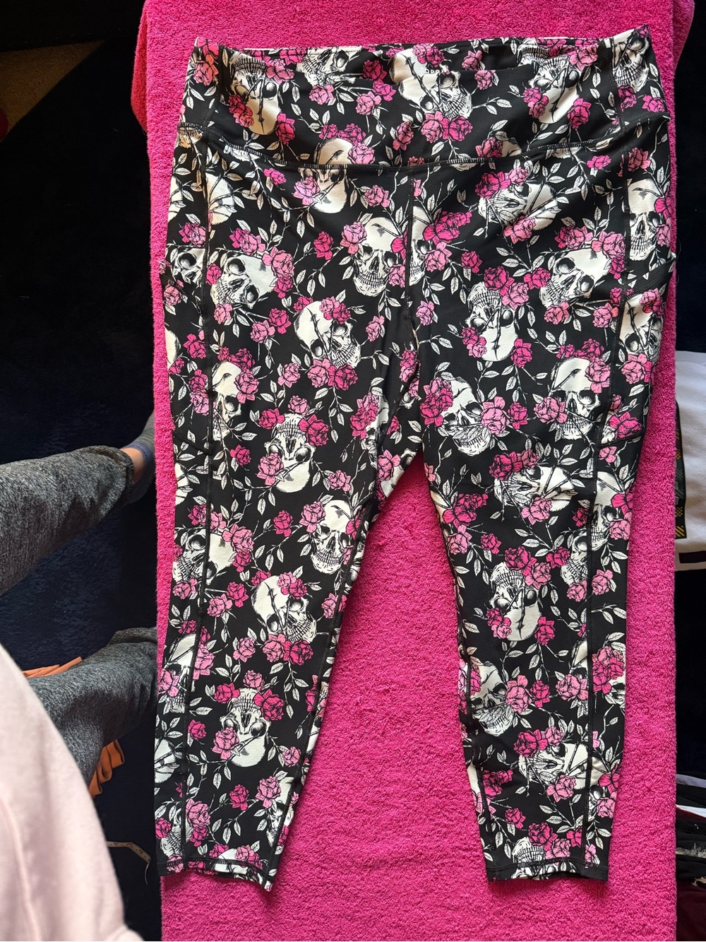 torrid Black Leggings with Pink Rose & Skull Print